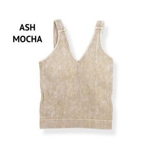 Zenana Women's Ribbed Padded V-neck Ash Mocha Brami